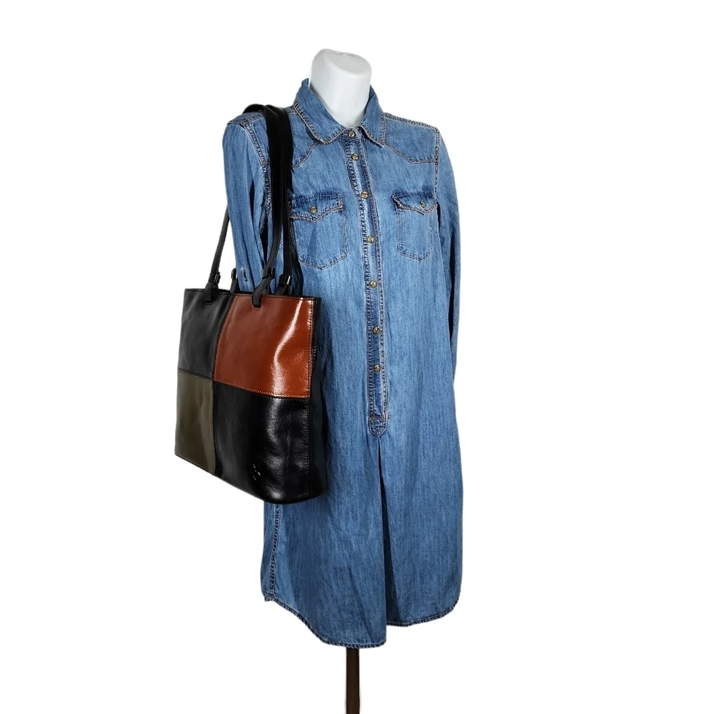 PATRICIA NASH LEATHER COLORBLOCK BRADEN TOTE